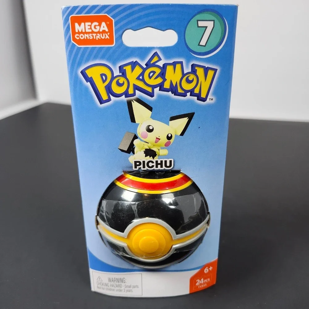 Mega Construx Pokemon Pichu Luxury Ball Building Set Series 7 FVK65 24 Pcs NEW